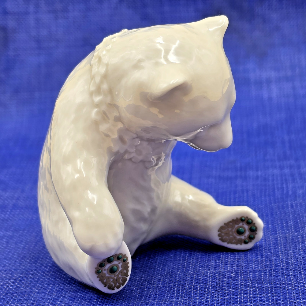 Vintage 1991 Lenox China Jewels Collection Sitting Bear 4” Tall Gold Paws - Picture 7 of 14